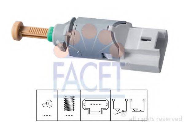 FACET 71227 Вимикач ліхтаря сигналу гальмування; Вимикач, привід зчеплення (Tempomat)