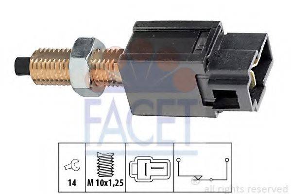 FACET 71169 Вимикач ліхтаря сигналу гальмування; Вимикач, привід зчеплення (Tempomat)