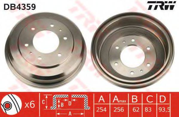 TRW DB4359 Гальмівний барабан