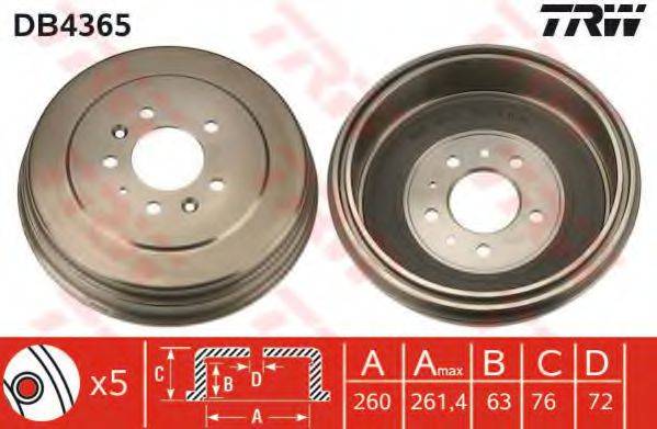 TRW DB4365 Гальмівний барабан