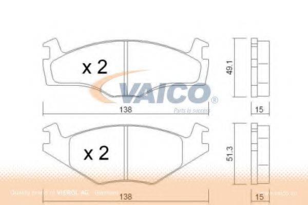 VAICO V1081001 Комплект гальмівних колодок, дискове гальмо