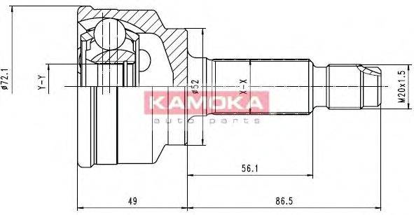 KAMOKA 6709 Шарнірний комплект, приводний вал