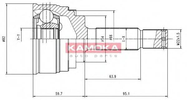 KAMOKA 6832 Шарнірний комплект, приводний вал