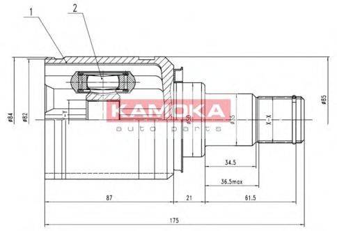 KAMOKA 8721 Шарнірний комплект, приводний вал