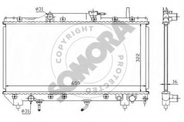 SOMORA 311640A Радіатор, охолодження двигуна