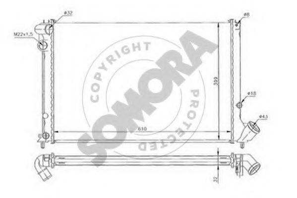 SOMORA 052240D Радіатор, охолодження двигуна