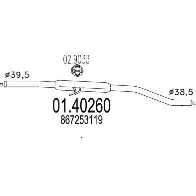 MTS 0140260 Труба вихлопного газу