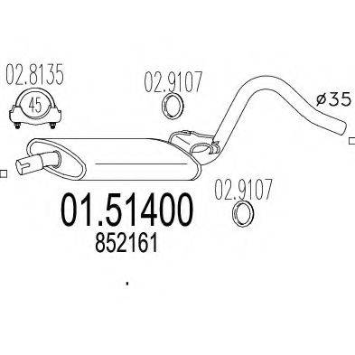 MTS 0151400 Середній глушник вихлопних газів