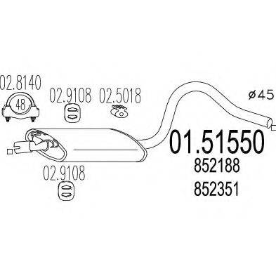 MTS 0151550 Середній глушник вихлопних газів