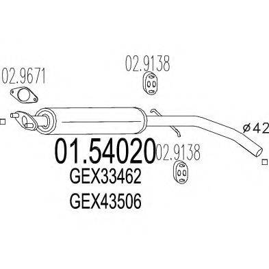 MTS 0154020 Середній глушник вихлопних газів