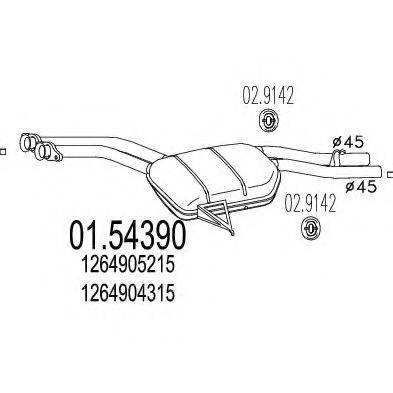 MTS 0154390 Середній глушник вихлопних газів