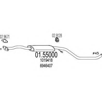 MTS 0155000 Середній глушник вихлопних газів