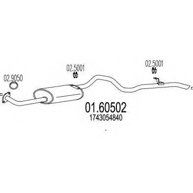 MTS 0160502 Глушник вихлопних газів кінцевий