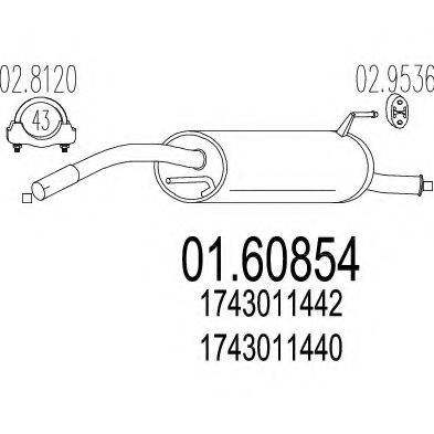 MTS 0160854 Глушник вихлопних газів кінцевий