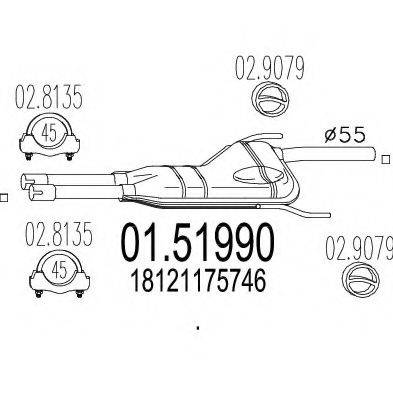 MTS 0151990 Середній глушник вихлопних газів