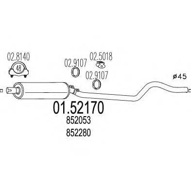 MTS 0152170 Середній глушник вихлопних газів