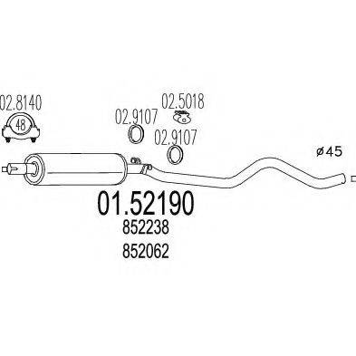 MTS 0152190 Середній глушник вихлопних газів