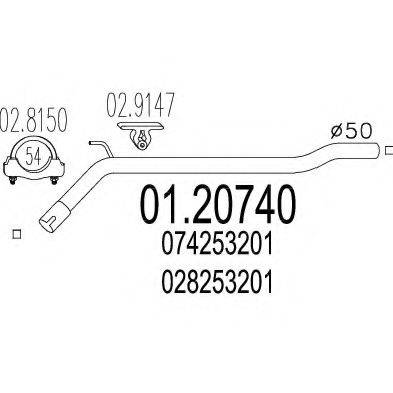 MTS 0120740 Труба вихлопного газу