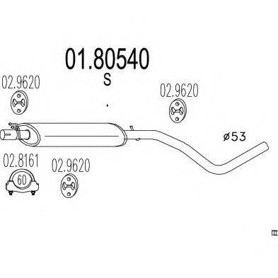 MTS 0180540 Середній глушник вихлопних газів