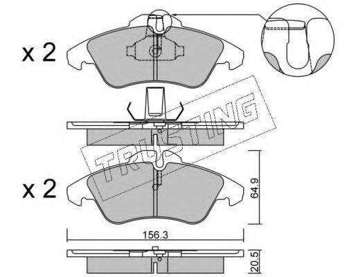 TRUSTING 2650 Комплект гальмівних колодок, дискове гальмо