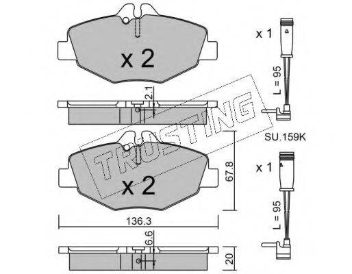 TRUSTING 5780W Комплект гальмівних колодок, дискове гальмо