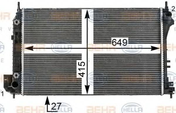 HELLA 8MK376700441 Радіатор, охолодження двигуна