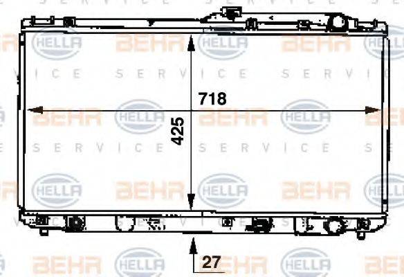 HELLA 8MK376707401 Радіатор, охолодження двигуна