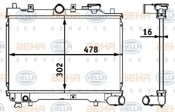 HELLA 8MK376708191 Радіатор, охолодження двигуна