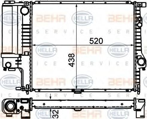 HELLA 8MK376711131 Радіатор, охолодження двигуна