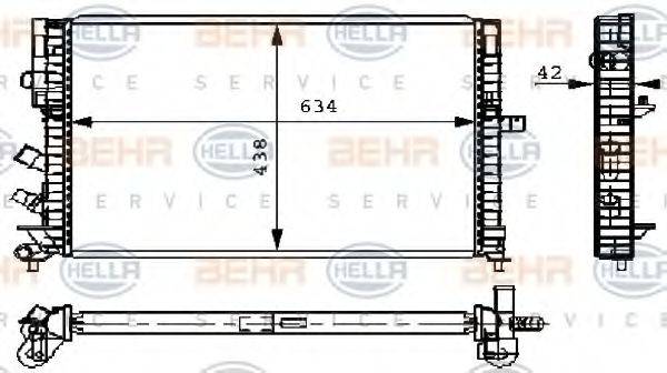 HELLA 8MK376711211 Радіатор, охолодження двигуна