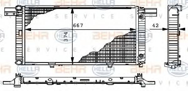 HELLA 8MK376711451 Радіатор, охолодження двигуна