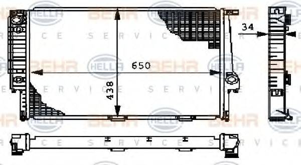 HELLA 8MK376712381 Радіатор, охолодження двигуна