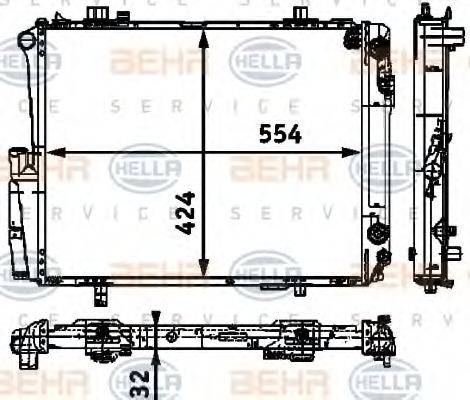 HELLA 8MK376712531 Радіатор, охолодження двигуна