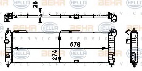 HELLA 8MK376713571 Радіатор, охолодження двигуна