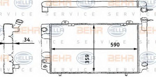 HELLA 8MK376713621 Радіатор, охолодження двигуна