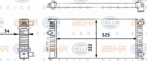 HELLA 8MK376713721 Радіатор, охолодження двигуна