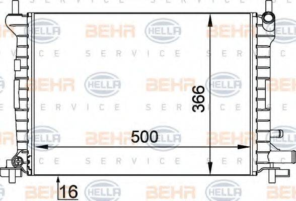 HELLA 8MK376714061 Радіатор, охолодження двигуна