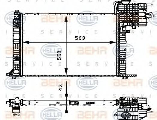 HELLA 8MK376714311 Радіатор, охолодження двигуна