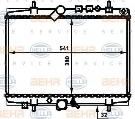 HELLA 8MK376714431 Радіатор, охолодження двигуна