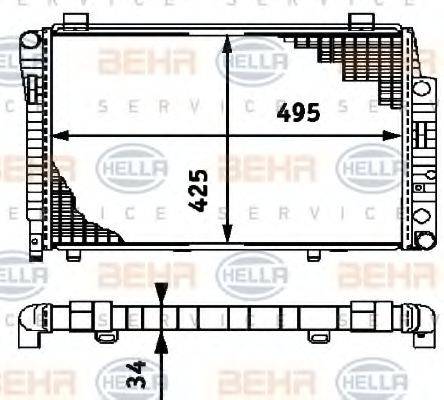 HELLA 8MK376714551 Радіатор, охолодження двигуна