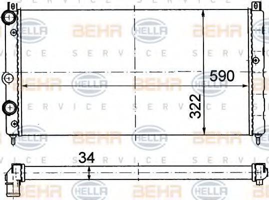 HELLA 8MK376714591 Радіатор, охолодження двигуна