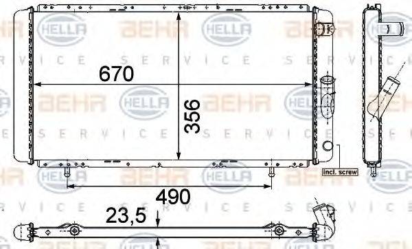 HELLA 8MK376715361 Радіатор, охолодження двигуна