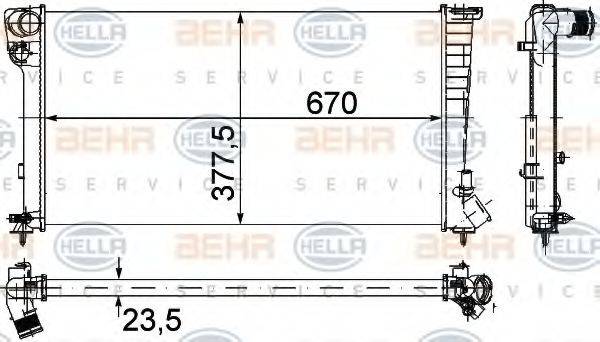 HELLA 8MK376715521 Радіатор, охолодження двигуна