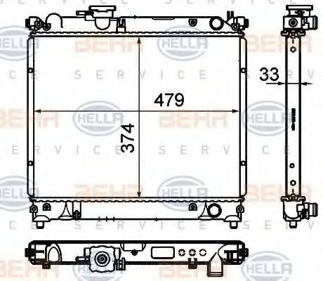 HELLA 8MK376716411 Радіатор, охолодження двигуна