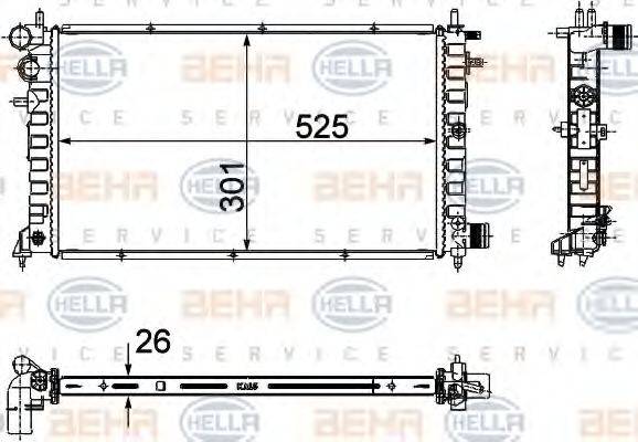 HELLA 8MK376716461 Радіатор, охолодження двигуна