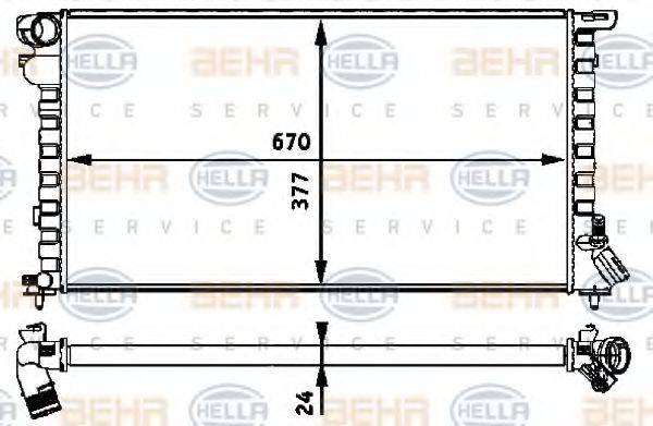 HELLA 8MK376717631 Радіатор, охолодження двигуна