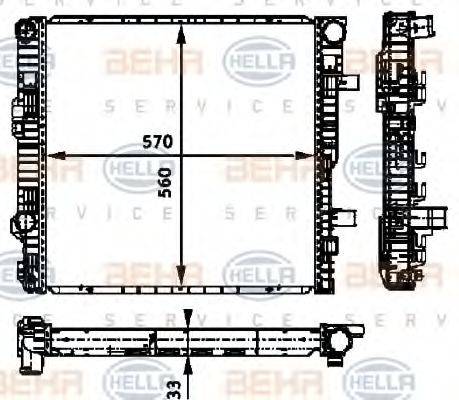 HELLA 8MK376721131 Радіатор, охолодження двигуна