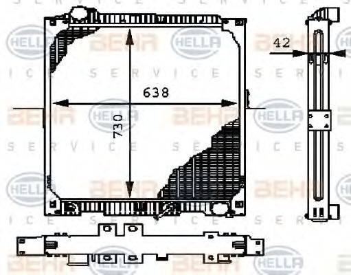 HELLA 8MK376721341 Радіатор, охолодження двигуна