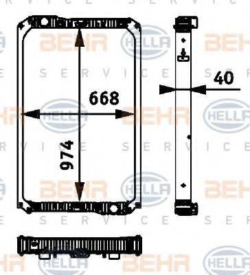 HELLA 8MK376722021 Радіатор, охолодження двигуна