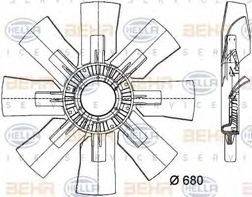 HELLA 8MV376733121 Крильчатка вентилятора, охолодження двигуна